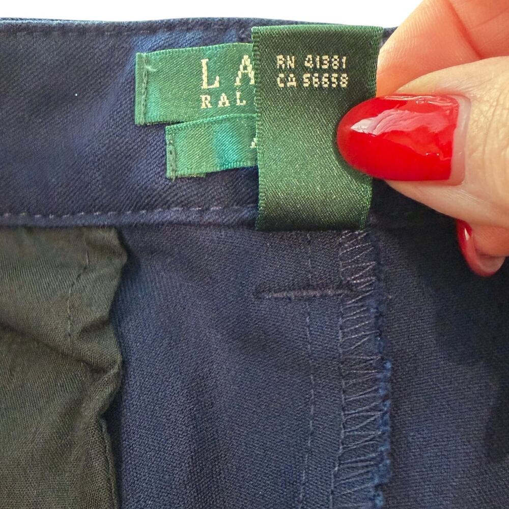 LAUREN RALPH LAUREN Navy Adelle Pants 10 Stretch Straight Leg Trouser EUC - Picture 8 of 9